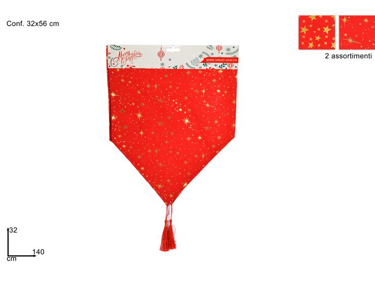 ΡΑΝΕΡ XMAS 32x140εκ ΚΟΚΚΙΝΟ ΜΕ ΧΡΥΣΟ GLITTER