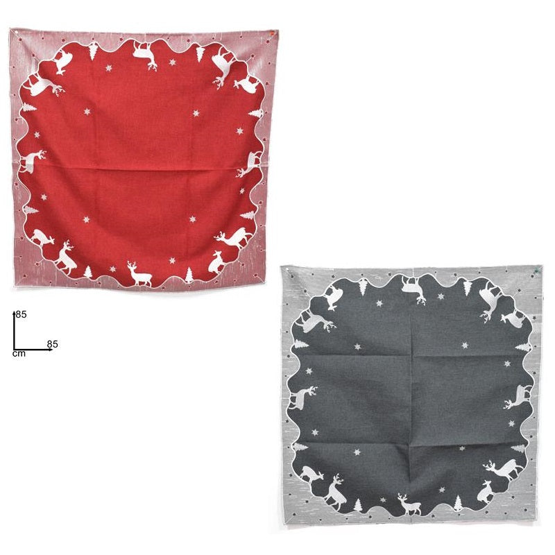 ΤΡΑΠΕΖΟΜΑΝΤΗΛΟ XMAS 85x85εκ ΜΕ ΛΕΥΚΟΥΣ ΤΑΡΑΝΔΟΥΣ ΚΑΙ ΔΕΝΤΡΑ