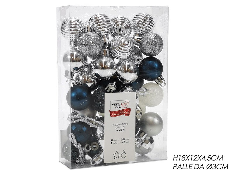 ΜΠΑΛΑ XMAS 33ΤΕΜ ΑΣΗΜΙ ΜΠΛΕ ΛΕΥΚΕΣ 3εκ