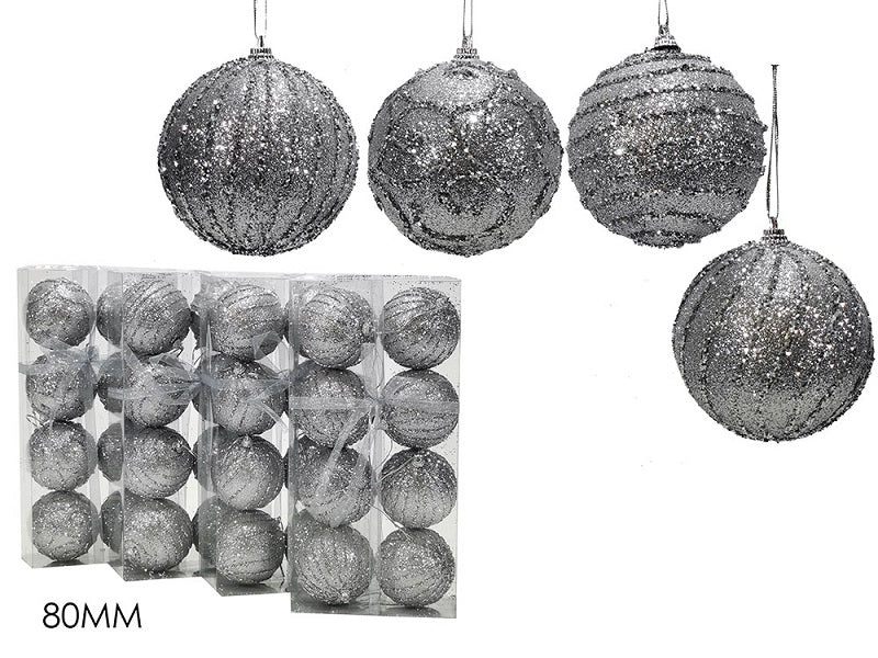 ΜΠΑΛΑ XMAS 8ΤΕΜ ΑΣΗΜΙ GLITTER 8εκ