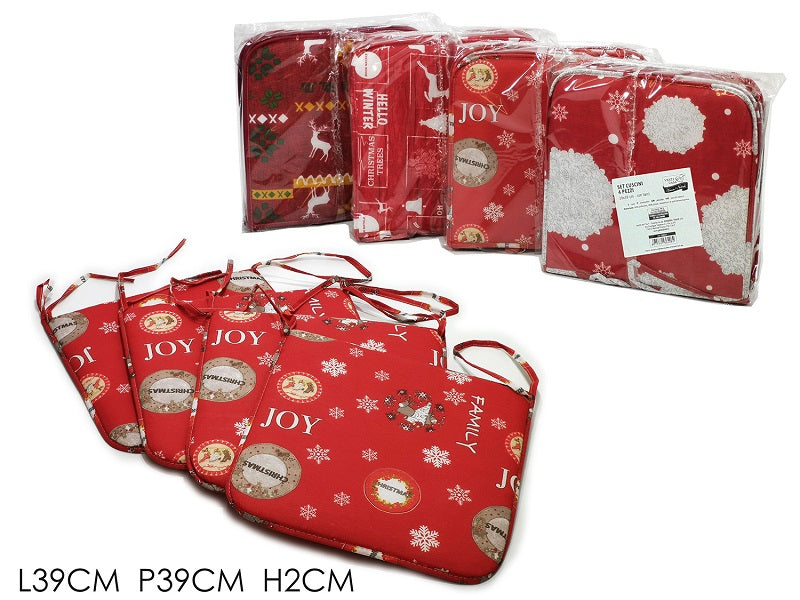 ΜΑΞΙΛΑΡΙ ΚΑΡΕΚΛΑΣ XMAS ΚΟΚΚΙΝΟ 4ΤΕΜ 39x39εκ