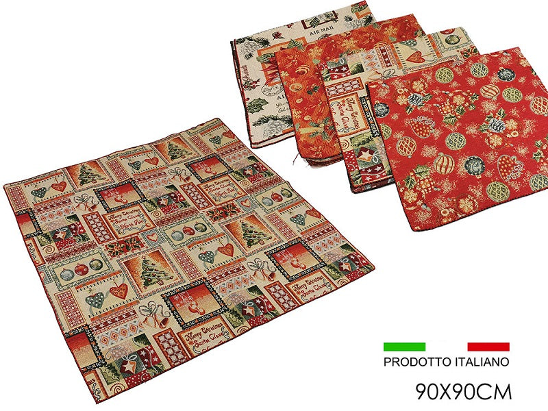 ΤΡΑΠΕΖΟΜΑΝΤΗΛΟ XMAS 90x90εκ ΚΟΚΚΙΝΟ ΜΕ ΧΡΥΣΟ GLITTER