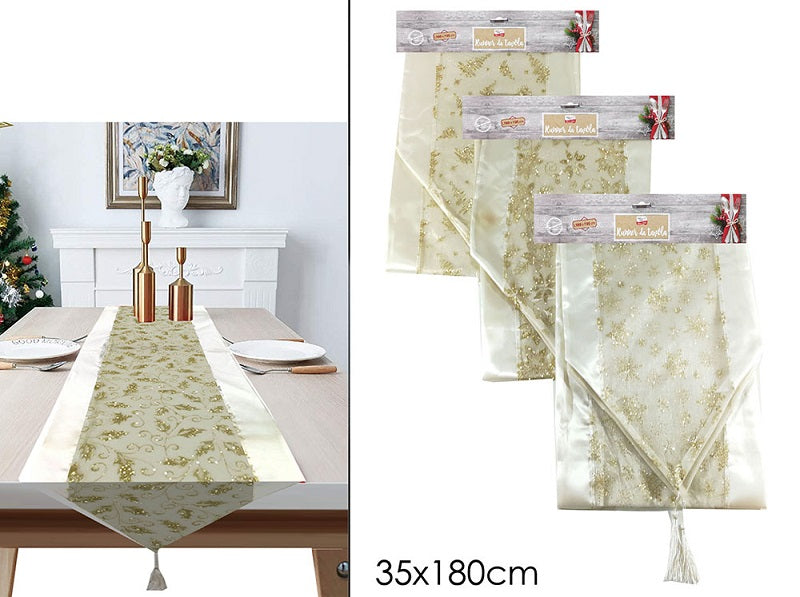 ΡΑΝΕΡ XMAS ΕΚΡΟΥ ΜΕ GLITTER 35x180cm