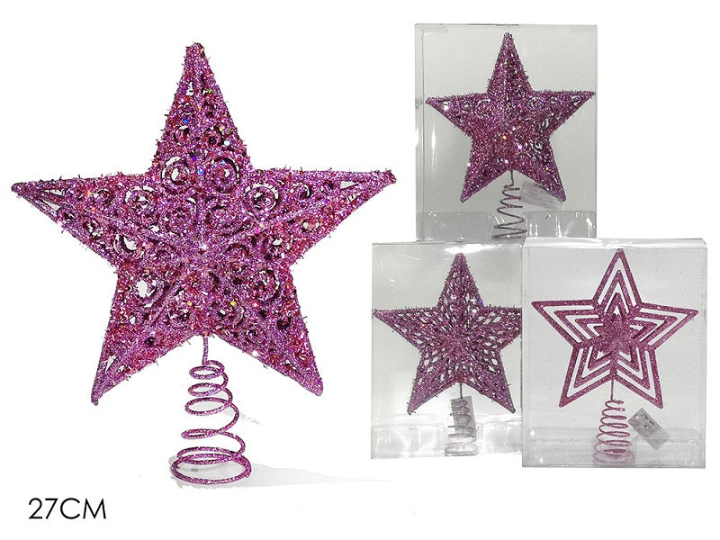ΚΟΡΥΦΗ ΡΟΖ GLITTER 27εκ XMAS