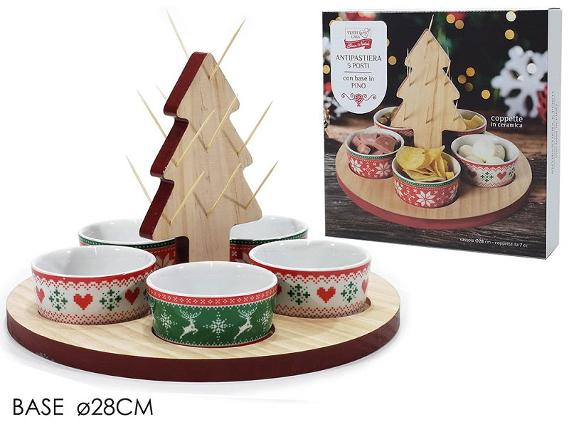 ΠΙΑΤΕΛΑ XMAS 28εκ ΞΥΛΙΝΗ ΒΑΣΗ ΔΕΝΤΡΟ ΚΑΙ 5 ΜΠΩΛΑΚΙΑ 7cc VESTI CASA