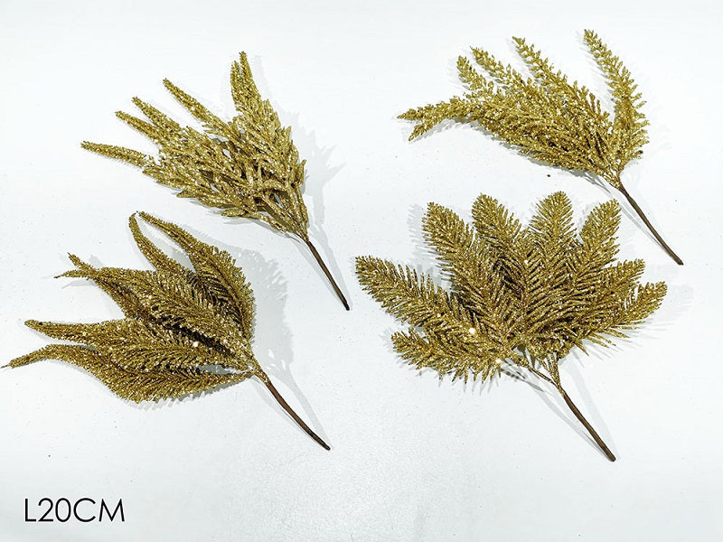 ΛΟΥΛΟΥΔΙ XMAS ΚΛΑΔΑΚΙ ΧΡΥΣΟ GLITTER 20εκ