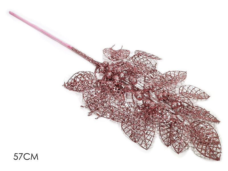 ΛΟΥΛΟΥΔΙ XMAS ΡΟΖ ΦΥΛΛΑ GLITTER 57εκ