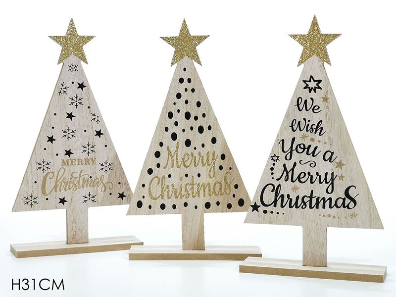 ΔΕΝΤΡΟ ΞΥΛΙΝΟ 31cm ME ΧΡΥΣΟ GLITTER ΑΣΤΕΡΙ