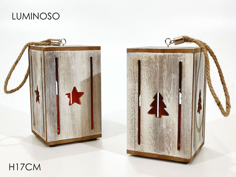 ΦΑΝΑΡΙ ΞΥΛΙΝΟ 17εκ ΦΩΤΙΖΟΜΕΝΟ ΜΠΑΤΑΡΙΑΣ