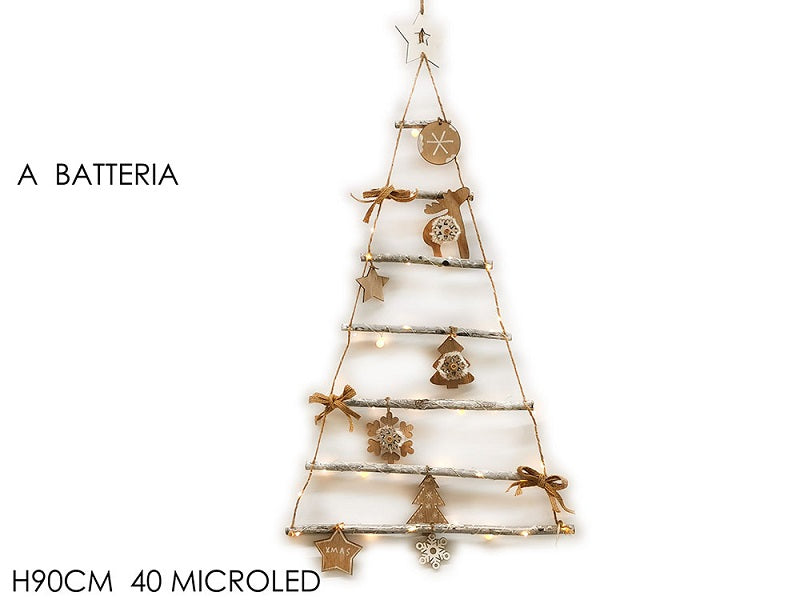 ΔΕΝΤΡΟ ΞΥΛΙΝΟ 90εκ ΜΕ 40 ΛΑΜΠΑΚΙΑ ΜΠΑΤΑΡΙΑΣ ΚΑΙ ΣΤΟΛΙΔΙΑ ΚΡΕΜΑΣΤΟ