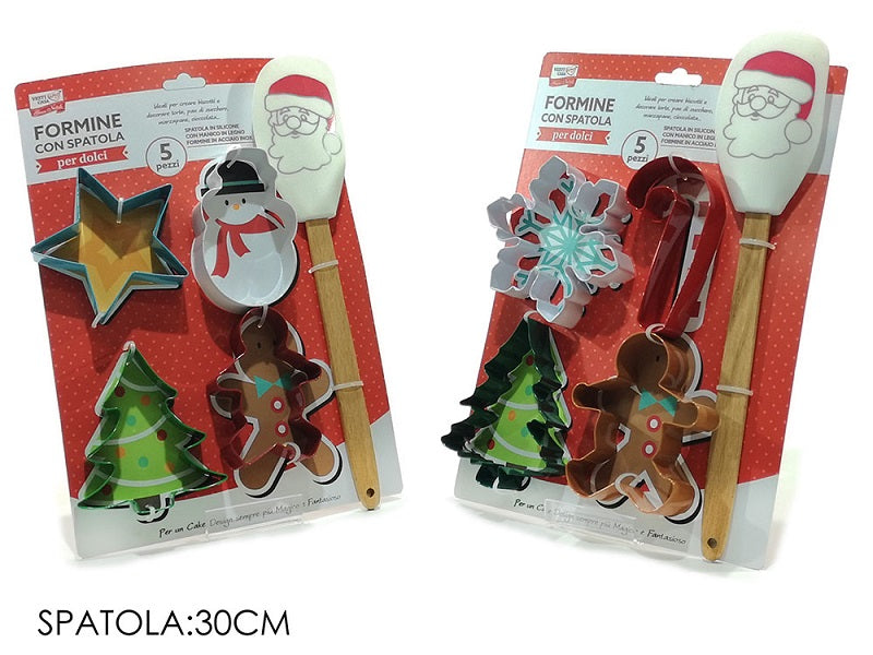 ΚΑΛΟΥΠΙΑ ΖΥΜΗΣ INOX XMAS 4ΤΕΜ ΣΕΤ ΜΕ ΣΠΑΤΟΥΛΑ ΣΙΛΙΚΟΝΗΣ VESTI CASA