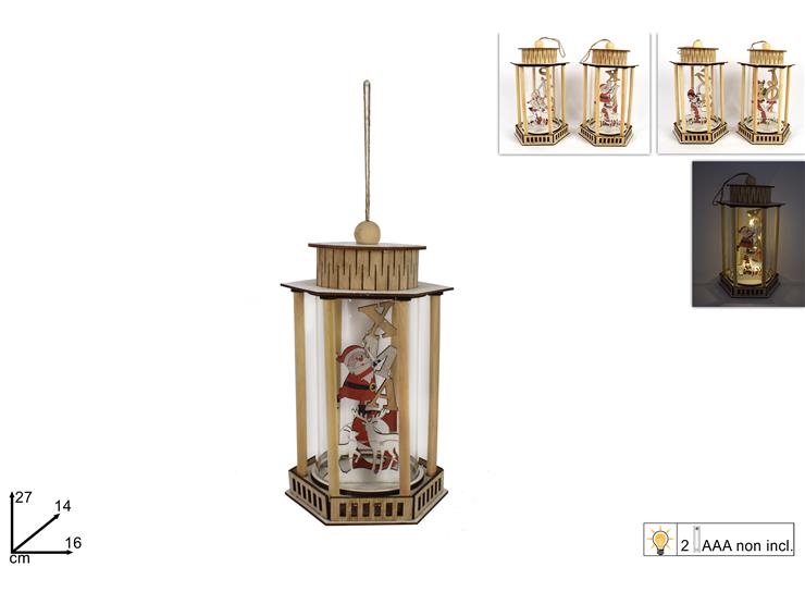 ΦΑΝΑΡΙ ΞΥΛΙΝΟ XMAS ΦΩΤΙΖΟΜΕΝΟ 27x14x16εκ