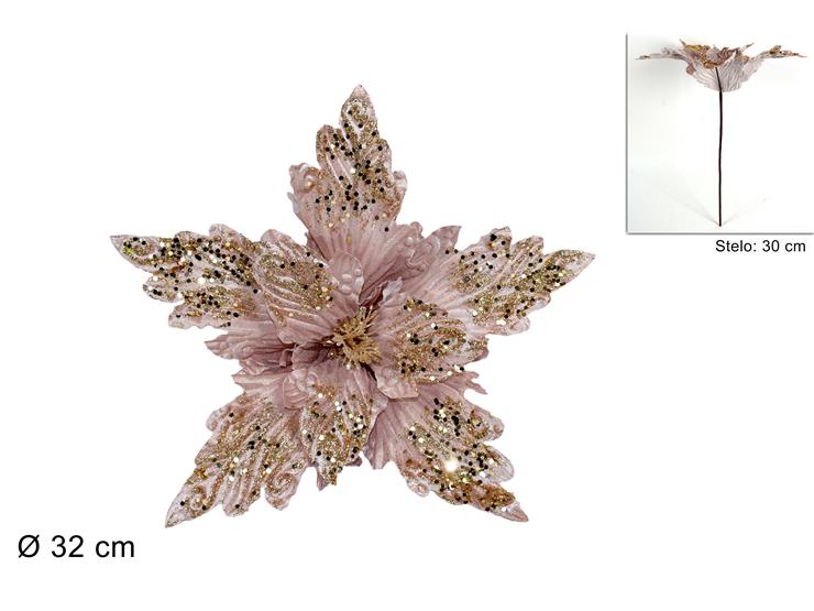 ΛΟΥΛΟΥΔΙ ΡΟΖ ΒΕΛΟΥΔΟ ΜΕ ΧΡΥΣΕΣ ΠΑΓΕΤΕΣ 32εκ