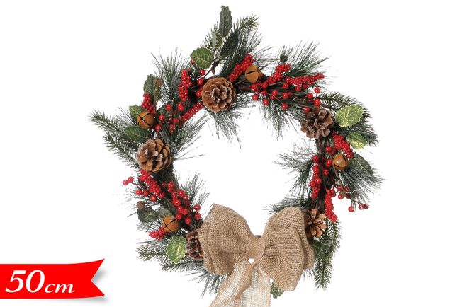 ΣΤΕΦΑΝΙ XMAS 50εκ ΜΕ ΚΟΥΚΟΥΝΑΡΕΣ ΓΚΙ ΚΑΙ ΦΙΟΓΚΟ