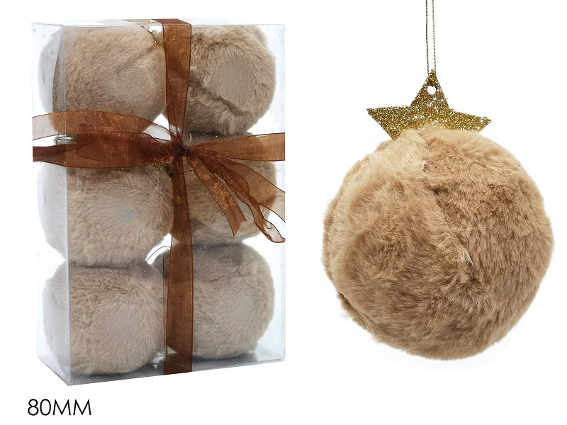 ΜΠΑΛΑ XMAS 6ΤΕΜ ΜΠΕΖ ΓΟΥΝΑ 8εκ ΜΕ ΧΡΥΣΟ GLITTER