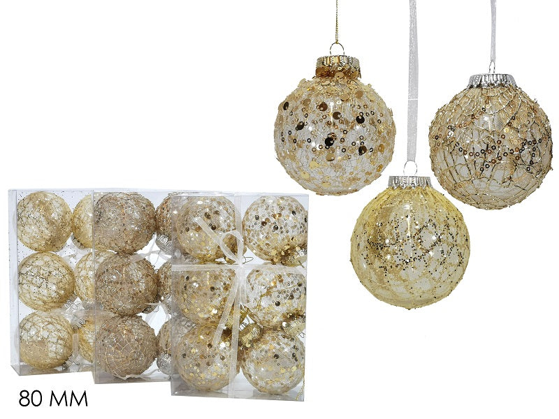 ΜΠΑΛΑ XMAS 6ΤΕΜ ΧΡΥΣΟ ΥΦΑΣΜΑ 8εκ