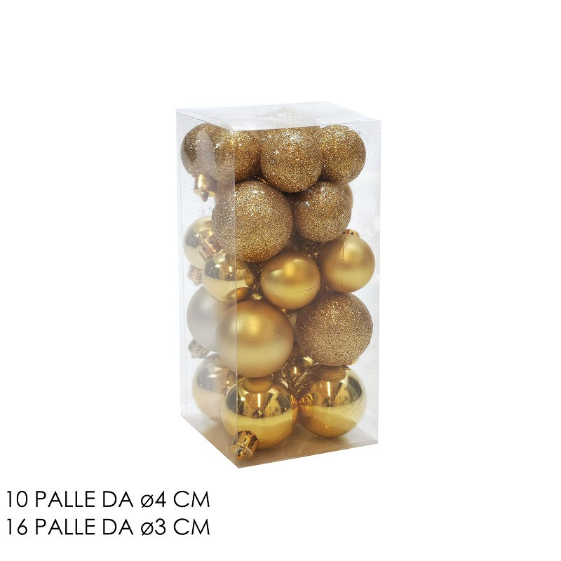 ΜΠΑΛΑ XMAS ΣΕΤ ΧΡΥΣΟ 10ΤΕΜ 4εκ 16ΤΕΜ 3εκ