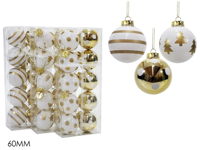 ΜΠΑΛΑ XMAS 10ΤΕΜ ΛΕΥΚΟ ΧΡΥΣΟ 6εκ