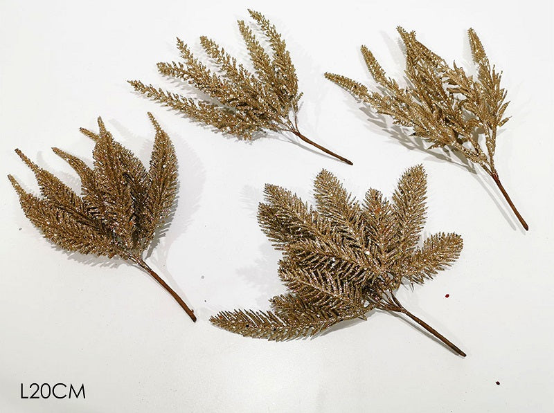 ΛΟΥΛΟΥΔΙ XMAS ΚΛΑΔΑΚΙ ΣΑΜΠΑΝΙ GLITTER 20εκ