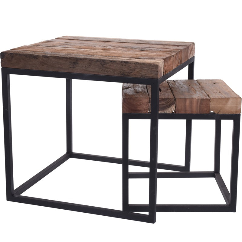 ΤΡΑΠΕΖΑΚΙ ΜΕΤΑΛΛΙΚΟ ΜΕ ΑΚΑΤΕΡΓΑΣΤΟ ΞΥΛΟ 50x50x47cm