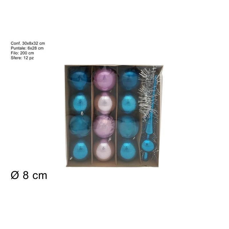 ΣΕΤ ΣΤΟΛΙΣΜΟΥ XMAS 12 ΜΠΑΛΕΣ 8εκ ΚΟΡΥΦΗ ΚΑΙ ΓΙΡΛΑΝΤΑ