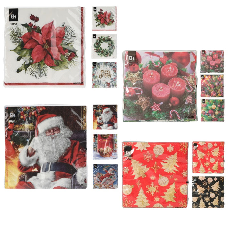 ΧΑΡΤΟΠΕΤΣΕΤΕΣ XMAS ΣΧΕΔΙΑ 33x33cm 16ΤΕΜ