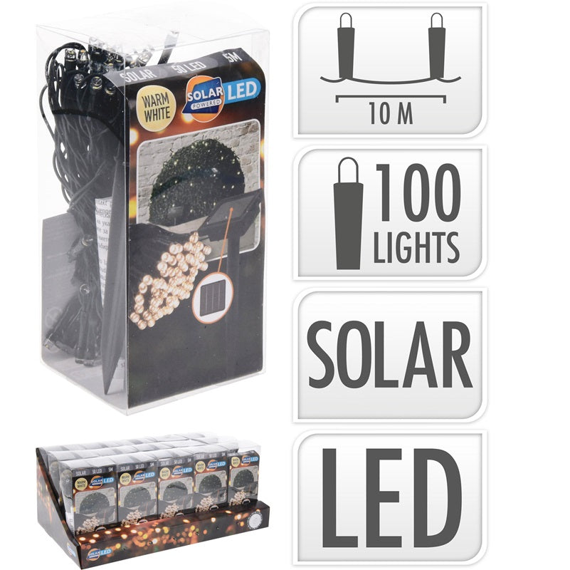 ΦΩΤΑΚΙΑ 100LED ΗΛΙΑΚΗΣ ΕΝΕΡΓΕΙΑΣ ΜΑΥΡ.ΚΑΛ.ΘΕΡΜΟ.ΛΑΜΠ. 10m