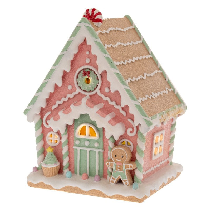 ΣΠΙΤΑΚΙ GINGERBREAD ΠΑΣΤΕΛ 19x15x25εκ ΜΕ ΦΩΣ ΠΟΛΥΡΕΖΙΝ