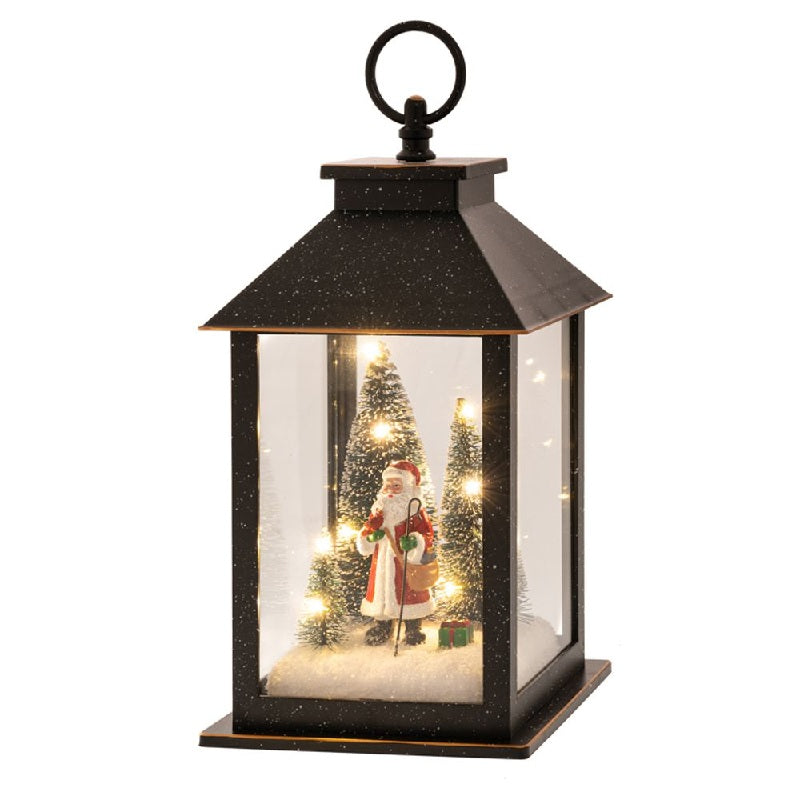 ΦΑΝΑΡΙ ΜΕ ΑΗ ΒΑΣΙΛΗ ΚΑΙ GLITTER ΧΙΟΝΙΟΥ 14x14x27εκ ΜΕ LED ΦΩΣ