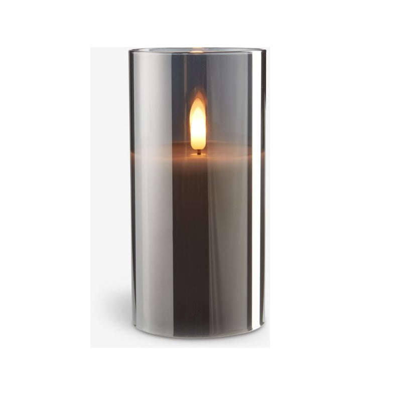 ΚΕΡΙ LED ΣΕ ΓΥΑΛΙ ΣΑΜΠΑΝΙ & ΓΚΡΙ 7.5x15cm