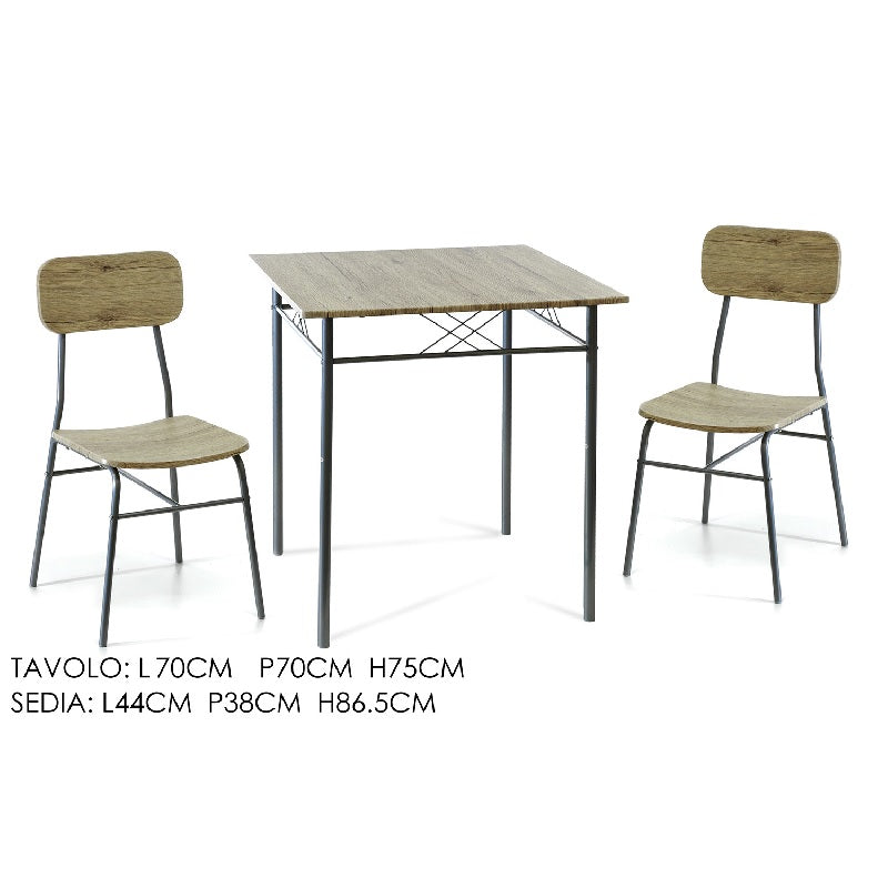 ΤΡΑΠΕΖΙ ΜΕ ΔΥΟ ΚΑΡΕΚΛΕΣ ΦΥΣΙΚΟ 70x70x75cm KAI 39.5x47x85cm