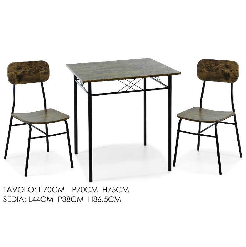 ΤΡΑΠΕΖΙ ΜΕ ΔΥΟ ΚΑΡΕΚΛΕΣ ΚΑΦΕ 70x70x75cm KAI 39.5x47x85cm