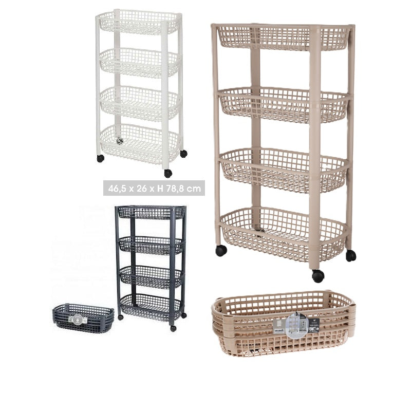 ΤΡΟΛΕΥ 4 ΘΕΣΕΩΝ ΠΛΑΣΤΙΚΟ 46.5x26x79cm EXCELLENT HOUSEWARE