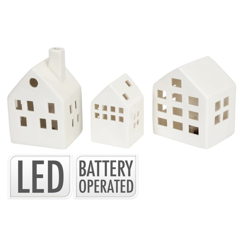 ΣΠΙΤΑΚΙ ΚΕΡΑΜΙΚΟ ΛΕΥΚΟ ΜΕ LED ΣΕΤ 3ΤΕΜ