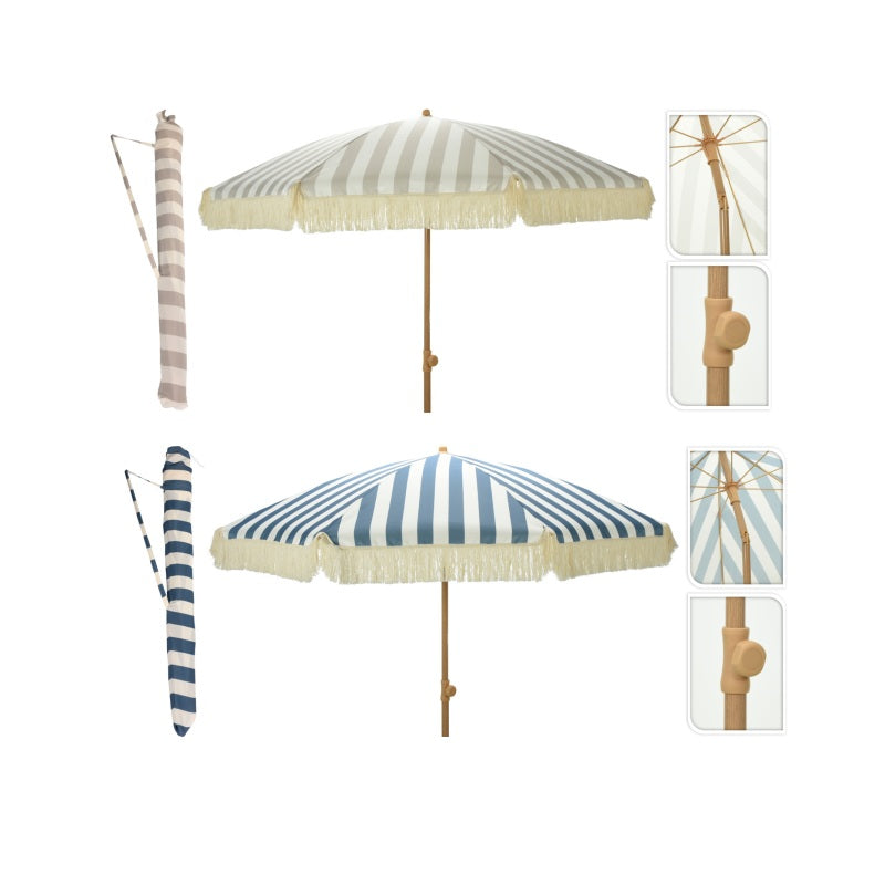 ΟΜΠΡΕΛΑ ΘΑΛΑΣΣΗΣ 198x200cm ΜΕΤΑΛΛΙΚΗ ΜΕ ΕΦΕ ΞΥΛΟΥ ΚΑΙ ΚΡΟΣΙΑ