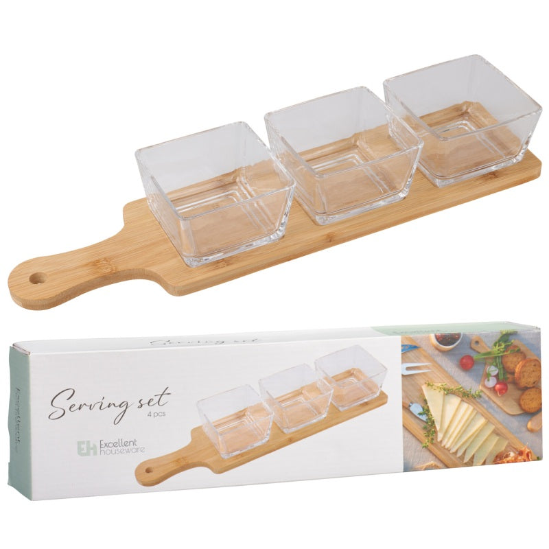 ΜΠΩΛ ΤΡΙΠΛΟ ΓΥΑΛΙΝΟ ΜΕ BAMBOO ΔΙΣΚΑΚΙ 40x10cm EXCELLENT HOUSEWARE