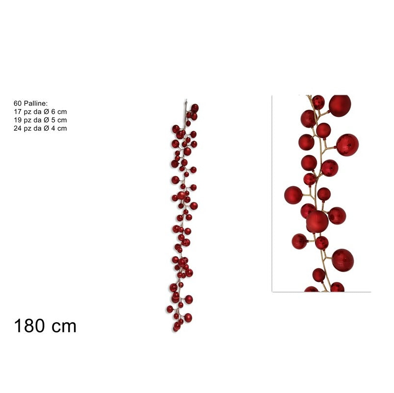 ΓΙΡΛΑΝΤΑ ΜΕ 60 ΜΠΑΛΕΣ ΚΟΚΚΙΝΕΣ 180cm