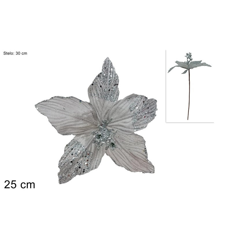 ΛΟΥΛΟΥΔΙ ΚΛΑΔΑΚΙ ΑΣΗΜΙ ΒΕΛΟΥΤΕ GLITTER 25cm