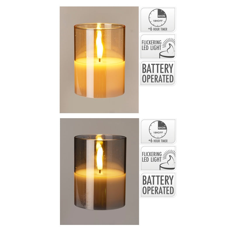 ΚΕΡΙ ΜΠΑΤΑΡΙΑΣ LED 7.5x10cm ΣΕ ΓΥΑΛΙΝΟ ΠΟΤΗΡΙ