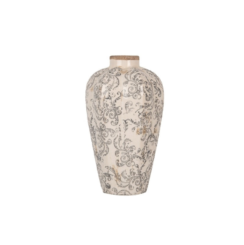 ΑΝΘΟΔΟΧΕΙΟ 17x30cm FLORAL ΓΚΡΙ ΚΕΡΑΜΙΚΟ