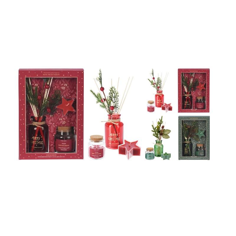GIFT SET XMAS 3ΤΕΜ ΑΡΩΜΑΤΙΚΟ ΧΩΡΟΥ ΣΤΙΚ 100ml & 2 ΚΕΡΙΑ