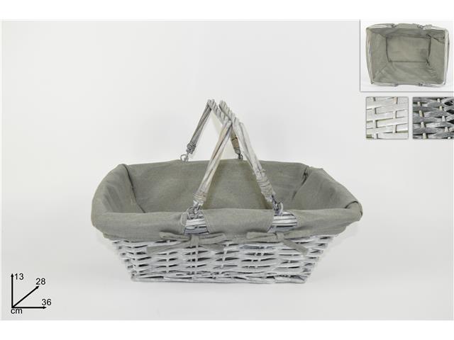 ΚΑΛΑΘΙ ΜΠΑΜΠΟΥ ΓΚΡΙ ΜΕ ΥΦΑΣΜΑ ΚΑΙ ΛΑΒΕΣ 36x28x13cm