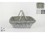ΚΑΛΑΘΙ ΜΠΑΜΠΟΥ ΓΚΡΙ ΜΕ ΥΦΑΣΜΑ ΚΑΙ ΛΑΒΕΣ 36x28x13cm