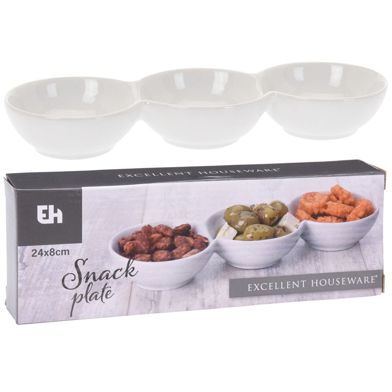ΜΠΩΛ ΤΡΙΠΛΟ ΠΟΡΣΕΛΑΝΗ ΛΕΥΚΗ 24x8cm EXCELLENT HOUSEWARE