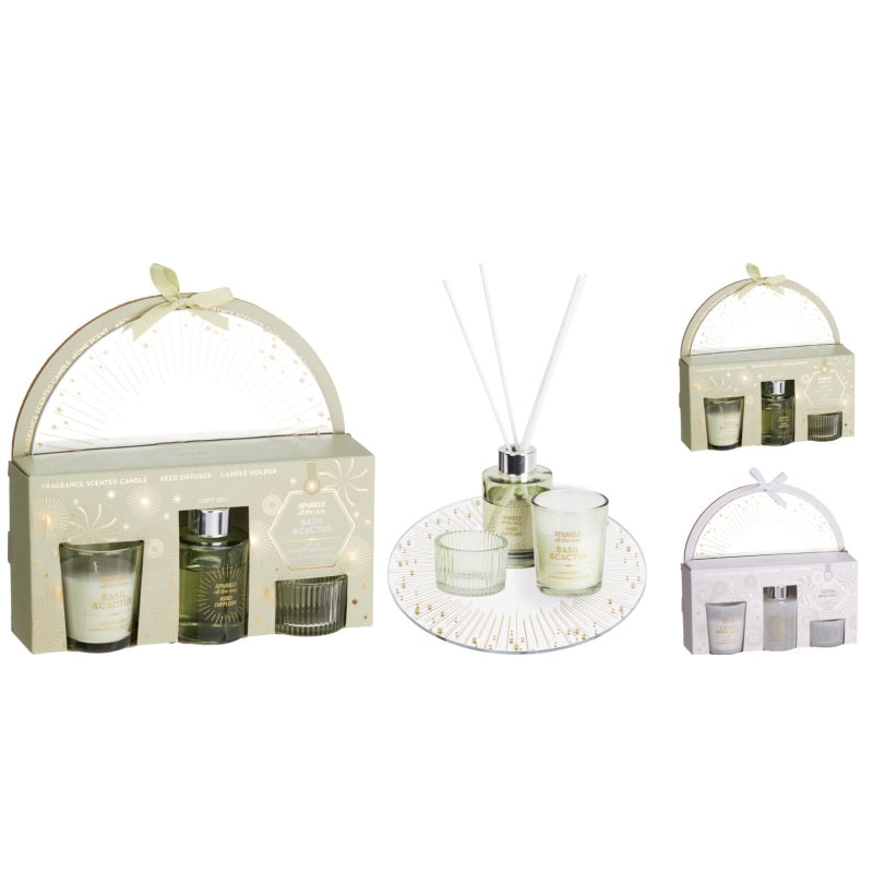 GIFT SET 5ΤΕΜ ΑΡΩΜΑΤΙΚΑ ΧΩΡΟΥ ΣΕ ΓΥΑΛΙΝΟ ΔΙΣΚΑΚΙ