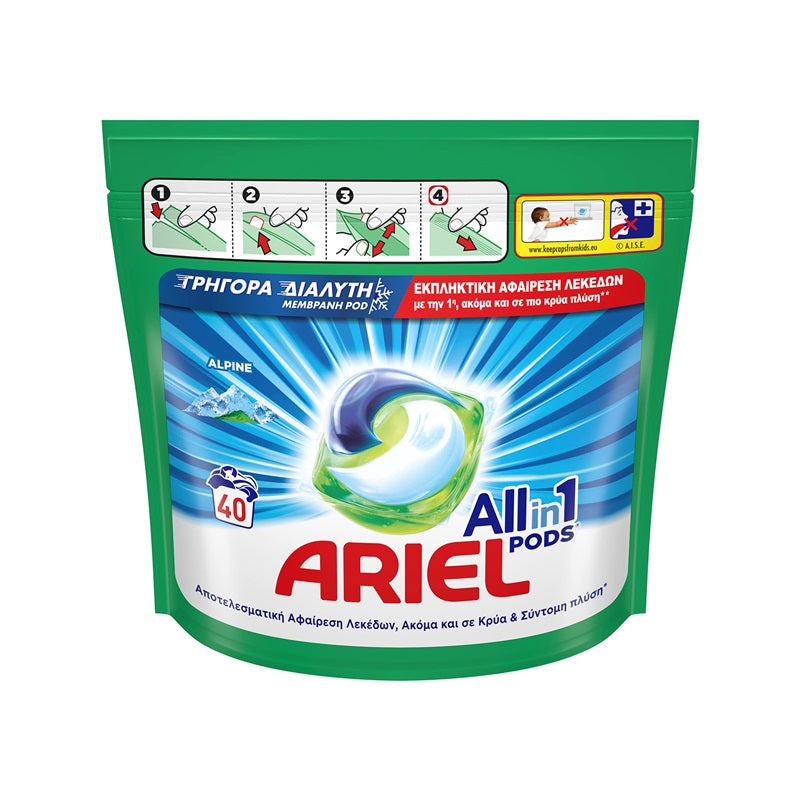 ARIEL ΥΓΡΕΣ ΚΑΨΟΥΛΕΣ 40ΤΕΜ All in 1 PODS ALPINE