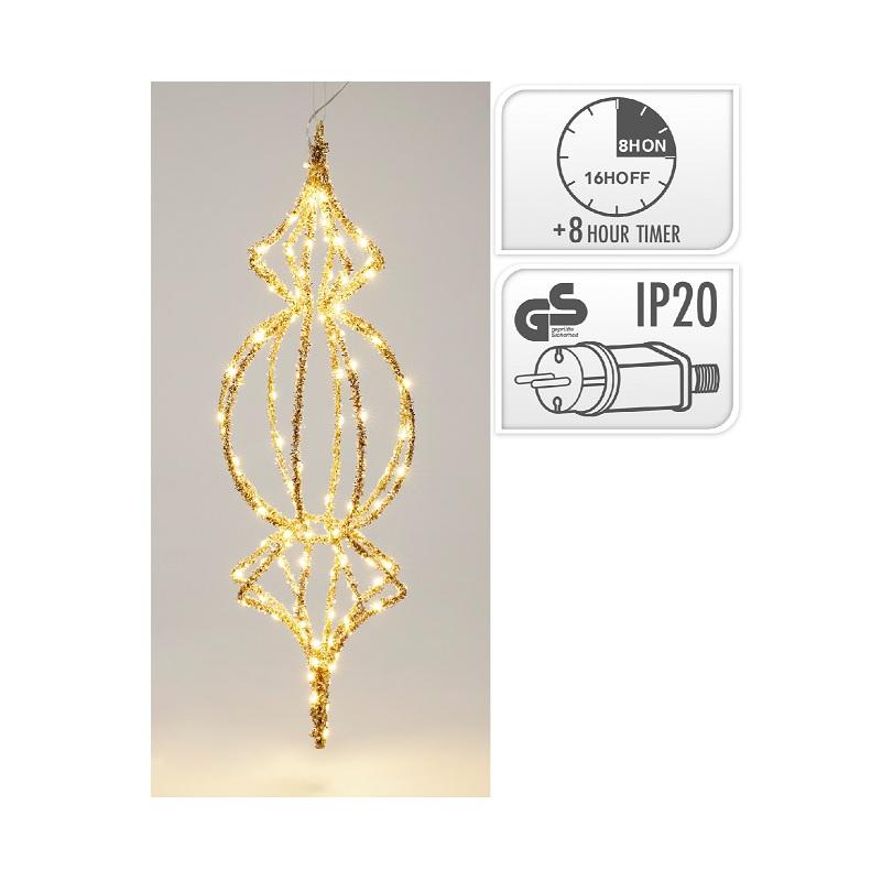 ΦΩΤΙΖΟΜΕΝΟ ΣΤΟΛΙΔΙ ΚΡΕΜΑΣΤΟ ΜΕ GLITTER 19x19x60cm ΜΕ ΧΡΟΝΟΔΙΑΚΟΠΤΗ