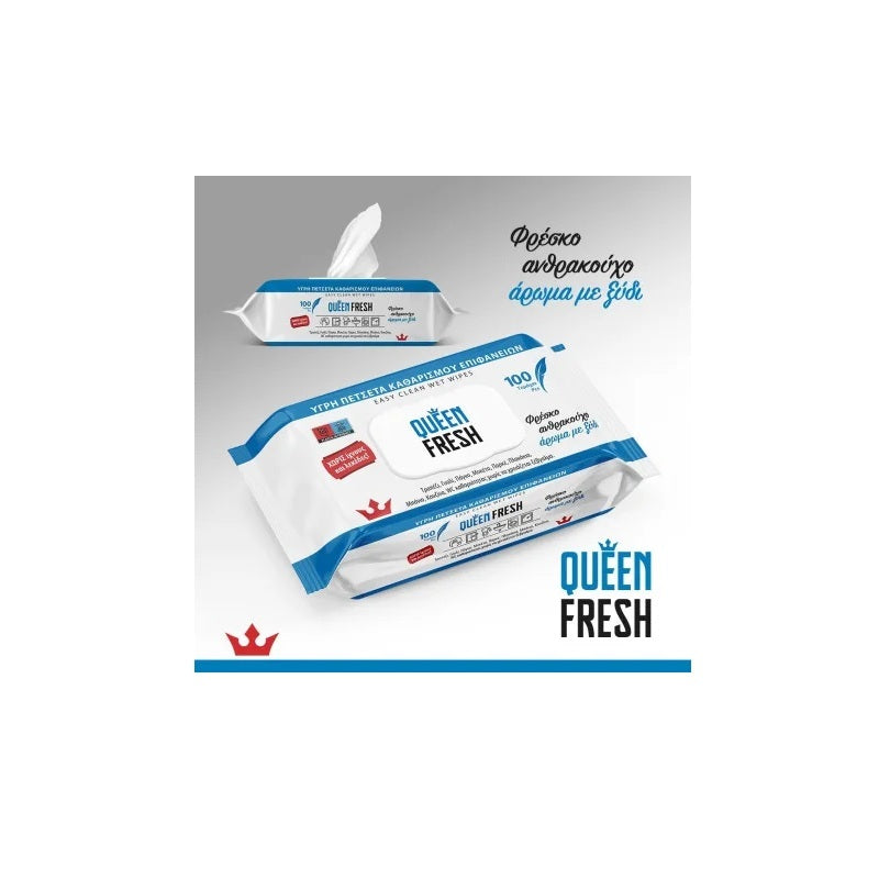 ΥΓΡΟΜΑΝΤΗΛΑ ΕΠΙΦΑΝΕΙΩΝ QUEEN FRESH 100ΤΕΜ ΑΡΩΜΑ ΞΥΔΙ