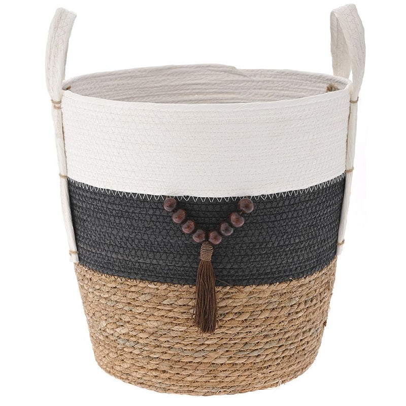 ΚΑΛΑΘΙ ΨΑΘΙΝΟ ΤΡΙΧΡΩΜΟ 35x35cm ΜΕ ΧΑΝΤΡΕΣ ΚΑΙ ΦΟΥΝΤΑΚΙ