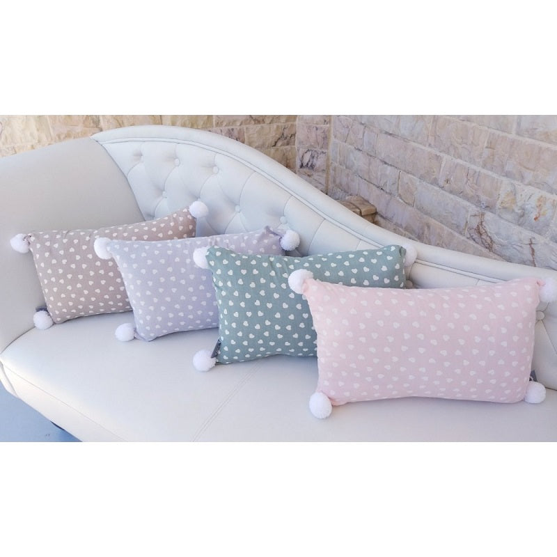 ΜΑΞΙΛΑΡΙ ME ΚΑΡΔΙΕΣ & POM POM 35x50cm